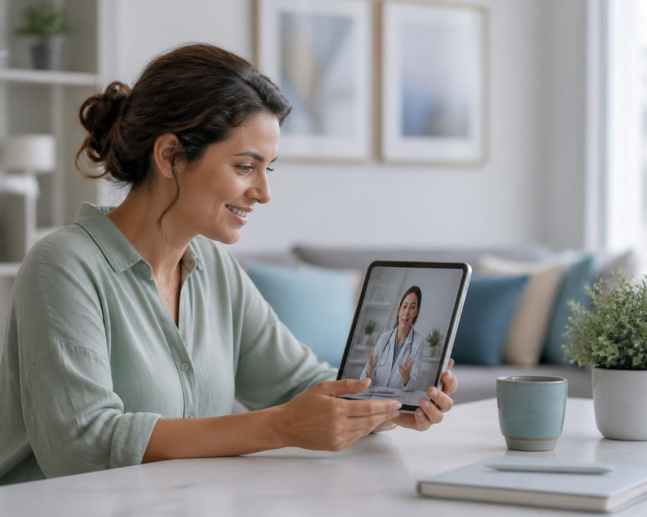 A patient in Texas meeting with a licensed healthcare provider over a video visit